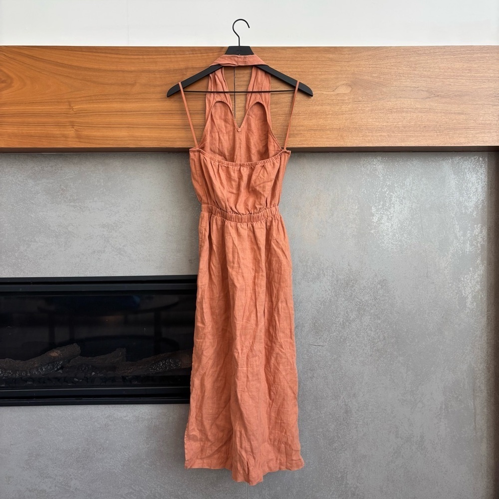 Anthropologie Cloth & Stone Linen Cross-Halter Maxi Dress, Size XS - Picture 10 of 16